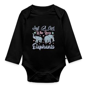 Juste une fille qui aime les femmes éléphants - Body Bébé bio manches longues - noir - Devant