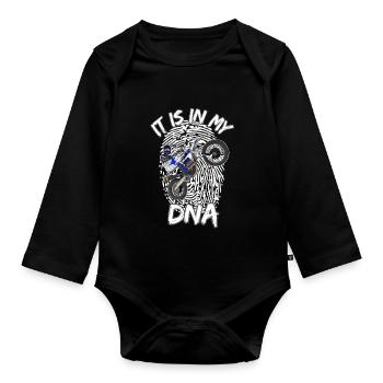 Motocross / Enduro / Freestyle mx / Dirtbike retro - Baby Bio-Langarm-Body - Schwarz - Vorne