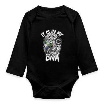 Motocross / Enduro / Freestyle mx / Dirtbike retro - Baby Bio-Langarm-Body - Schwarz - Vorne
