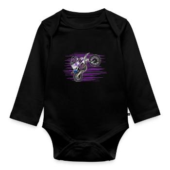 Motocross / Enduro / Freestyle mx / Dirtbike retro - Organic Longsleeve Baby Bodysuit - black - Front