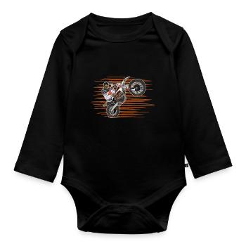 Motocross / Enduro / Freestyle mx / Dirtbike retro - Organic Longsleeve Baby Bodysuit - black - Front