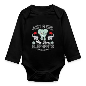 Juste une fille qui aime les femmes éléphants - Body Bébé bio manches longues - noir - Devant