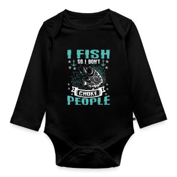 Ich Fische, Damit Ich Keine Lustigen - Baby Bio-Langarm-Body - Schwarz - Vorne
