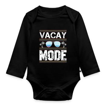 Vacay Mode Holiday Road Trip Holiday Outfit - Organic Longsleeve Baby Bodysuit - black - Front