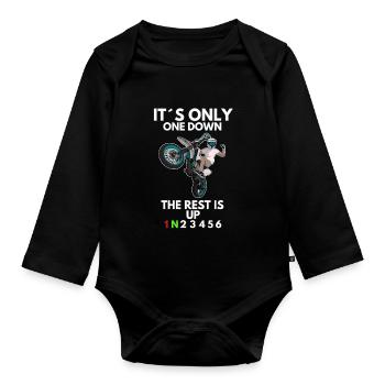 Supermoto / Supermotard / Supermoto Wheelie Biker - Organic Longsleeve Baby Bodysuit - black - Front