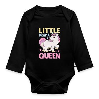 Little Drama Queen Einhorn Zicke Spruch - Baby Bio-Langarm-Body - Schwarz - Vorne