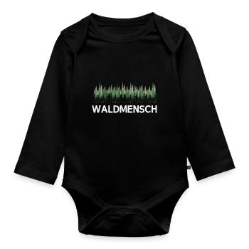 Waldmensch Naturbursche Wandern Natur Outdoor Wald - Baby Bio-Langarm-Body - Schwarz - Vorne