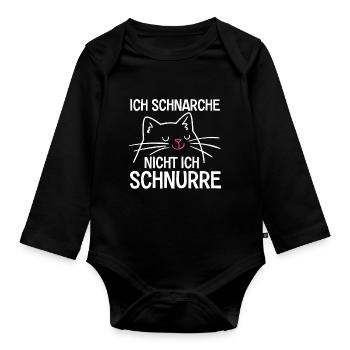 Ich Schnarche Nicht Ich Schnurre - Baby Bio-Langarm-Body - Schwarz - Vorne
