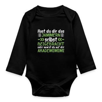 Ironischer Humor Arbeit Büro Spruch Akademimimi - Baby Bio-Langarm-Body - Schwarz - Vorne