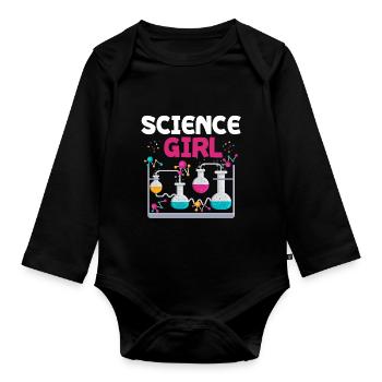 Science girls -chemistry schoolgirls women - Organic Longsleeve Baby Bodysuit - black - Front