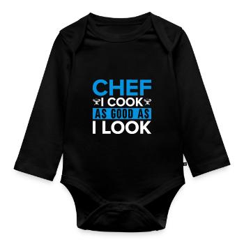 Chef Citation Cadeau Drôle Chef - Body Bébé bio manches longues - noir - Devant