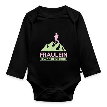 Wanderspruch Für Frau Fräulein Wandervoll Wandern - Baby Bio-Langarm-Body - Schwarz - Vorne