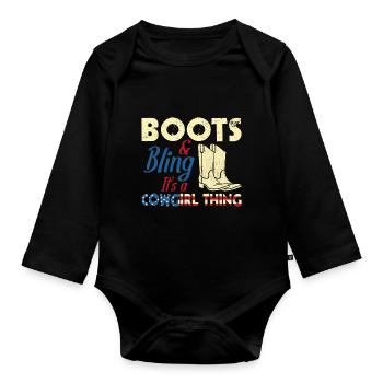 Bottes de style de vie occidental Bling - Body Bébé bio manches longues - noir - Devant