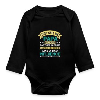 Ils m’appellent Papa Drôle de jour de papa Papa - Body Bébé bio manches longues - noir - Devant