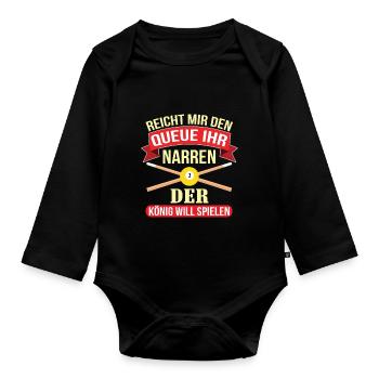 Reicht Mir Den Queue Ihr Narren Billard Pool - Baby Bio-Langarm-Body - Schwarz - Vorne