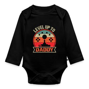 Level up Dad for the first time Father Father's Day - Organic Longsleeve Baby Bodysuit - black - Front