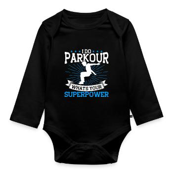 Parkour Cadeau Freerunning Parkour Runner - Body Bébé bio manches longues - noir - Devant