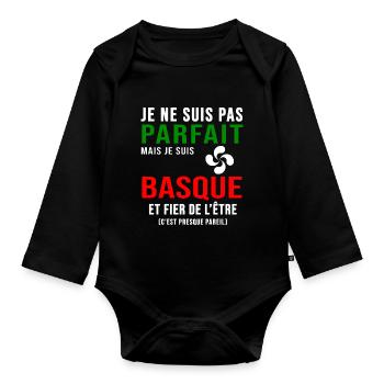 Baque pays basque parfait basque - Body Bébé bio manches longues - noir - Devant