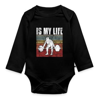 Bodybuilding is my life Bodybuilder GYM Kraftsport - Baby Bio-Langarm-Body - Schwarz - Vorne
