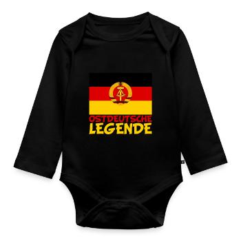 Ostdeutsche Legende DDR Aufgewachsen - Baby Bio-Langarm-Body - Schwarz - Vorne
