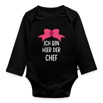 Ich bin hier der Chef Süße Schleife - Baby Bio-Langarm-Body - Schwarz - Vorne