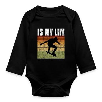 Le skate est ma vie Skateboard Skateboard Cadeau de skateboard - Body Bébé bio manches longues - noir - Devant