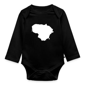 Lithuania map flag - Organic Longsleeve Baby Bodysuit - black - Front