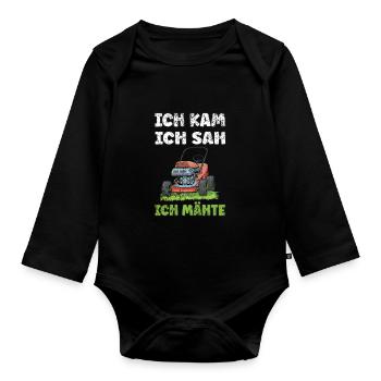 Rasentraktor Aufsitzmäher und Gartenarbeit Rasen - Baby Bio-Langarm-Body - Schwarz - Vorne