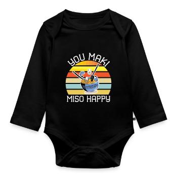 You Maki Miso Happy Sushi Ramen Japanisch Kawaii - Baby Bio-Langarm-Body - Schwarz - Vorne