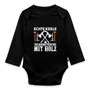 Zimmermann Schreiner Geselle Tischler Meister - Baby Bio-Langarm-Body - Schwarz - Vorne
