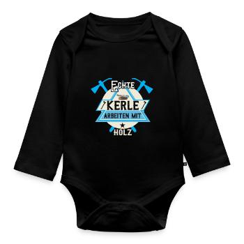 Echte Kerle Arbeiten Mit Holz Holzfäller - Baby Bio-Langarm-Body - Schwarz - Vorne