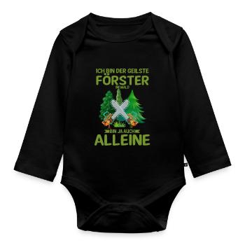 Forstwirt Waldarbeiter Förster Spruch Wald - Baby Bio-Langarm-Body - Schwarz - Vorne