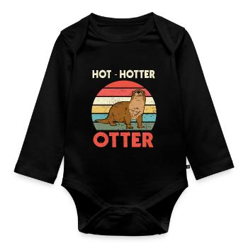 Hot Hotter Otter Funny animal love Otter love - Organic Longsleeve Baby Bodysuit - black - Front