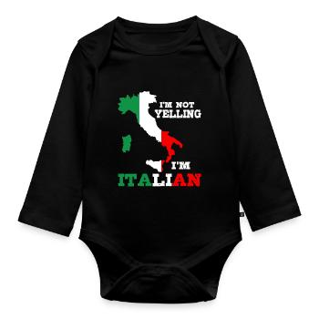 Ich Schreie Nicht, Dass Ich Italienisches - Baby Bio-Langarm-Body - Schwarz - Vorne