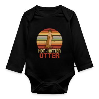 Hot Hotter Otter Funny animal love Otter love - Organic Longsleeve Baby Bodysuit - black - Front