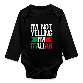 Ich Schreie Nicht, Dass Ich Italienisches - Baby Bio-Langarm-Body - Schwarz - Vorne