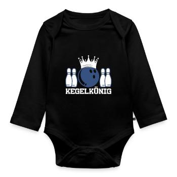 Kegelkönig Kegel Trikot Kegeln Trophäe Kegelgruppe - Baby Bio-Langarm-Body - Schwarz - Vorne