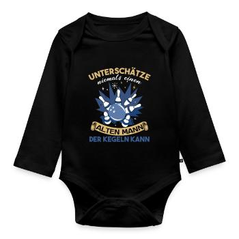 Unterschätze Niemals Einen Alten Mann Der Kegeln - Baby Bio-Langarm-Body - Schwarz - Vorne