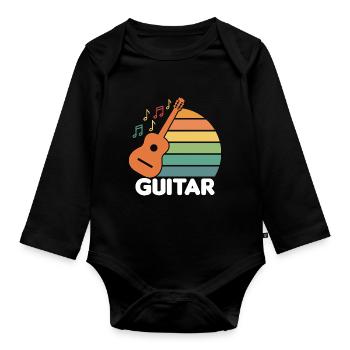 Gitarre Kinder - Baby Bio-Langarm-Body - Schwarz - Vorne