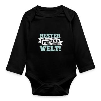 Bester Kumpel der Welt Freundschaft Freund - Baby Bio-Langarm-Body - Schwarz - Vorne