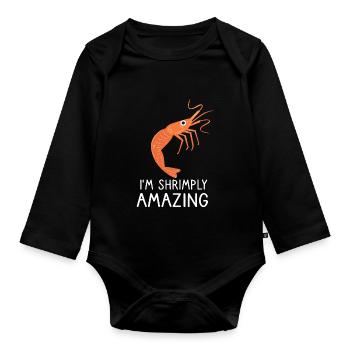 Shrimp Garnelenzüchter Garnele Lobster Spruch - Baby Bio-Langarm-Body - Schwarz - Vorne