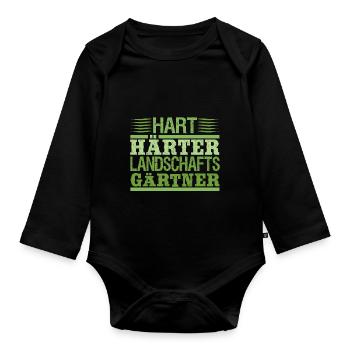 Hart Härter Landschaftsgärtner | Hobbygärtner - Baby Bio-Langarm-Body - Schwarz - Vorne