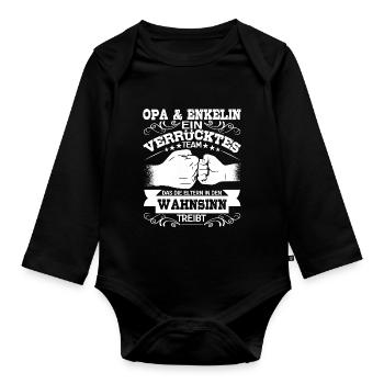 Opa und Enkelin Partnerlook Spruch Geschenk - Baby Bio-Langarm-Body - Schwarz - Vorne