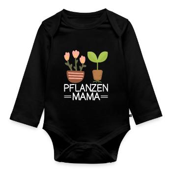 Pflanzen Mama Frau Gartenarbeit Blumen Garten - Baby Bio-Langarm-Body - Schwarz - Vorne