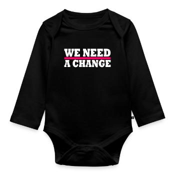 We need a change - Body Bébé bio manches longues - noir - Devant