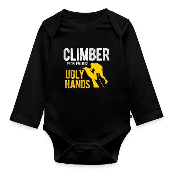 Klettern Bouldern - Baby Bio-Langarm-Body - Schwarz - Vorne