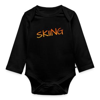 skiing, ski fahren - Baby Bio-Langarm-Body - Schwarz - Vorne