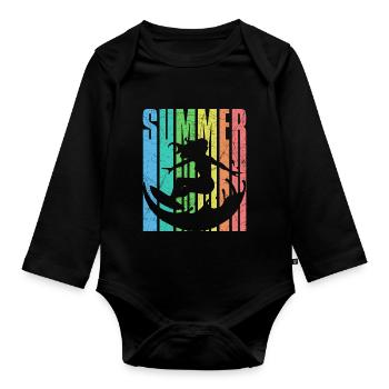 Summer Surfergirl vintage 2023 - Organic Longsleeve Baby Bodysuit - black - Front