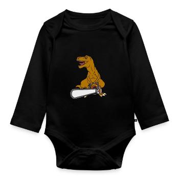T-Rex Tronçonneuse - Body Bébé bio manches longues - noir - Devant