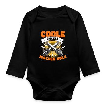 Coole Onkels Machen Holz - Baby Bio-Langarm-Body - Schwarz - Vorne